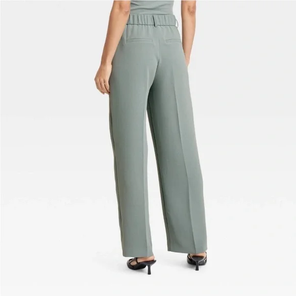 Women's Sage Green Tailored Pants - Picture 2 of 7